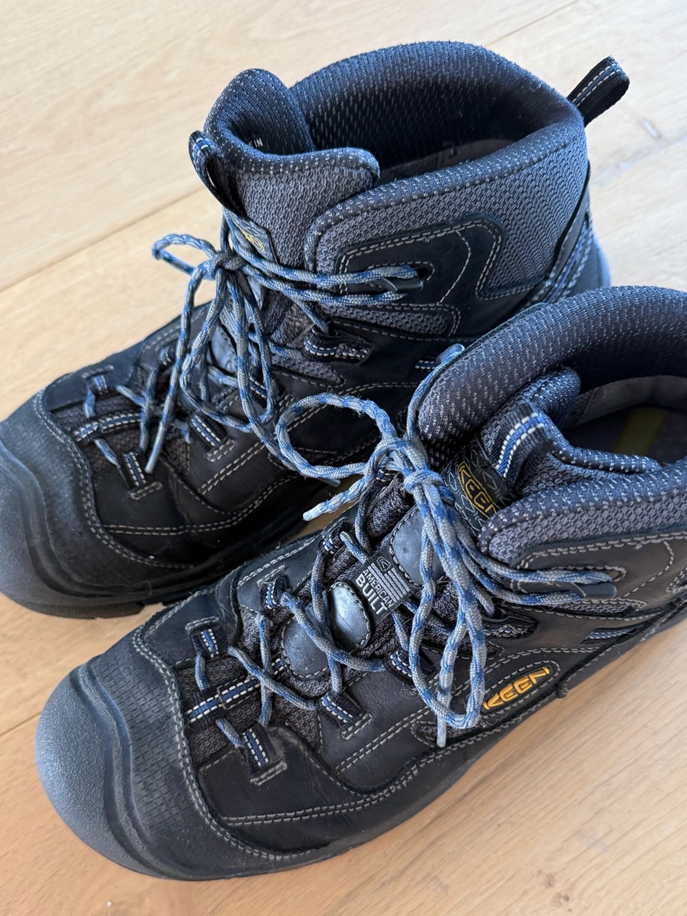 KEEN Braddock Waterproof Utility Work Boots - Black and Gray Lace-Up 12EE Wide